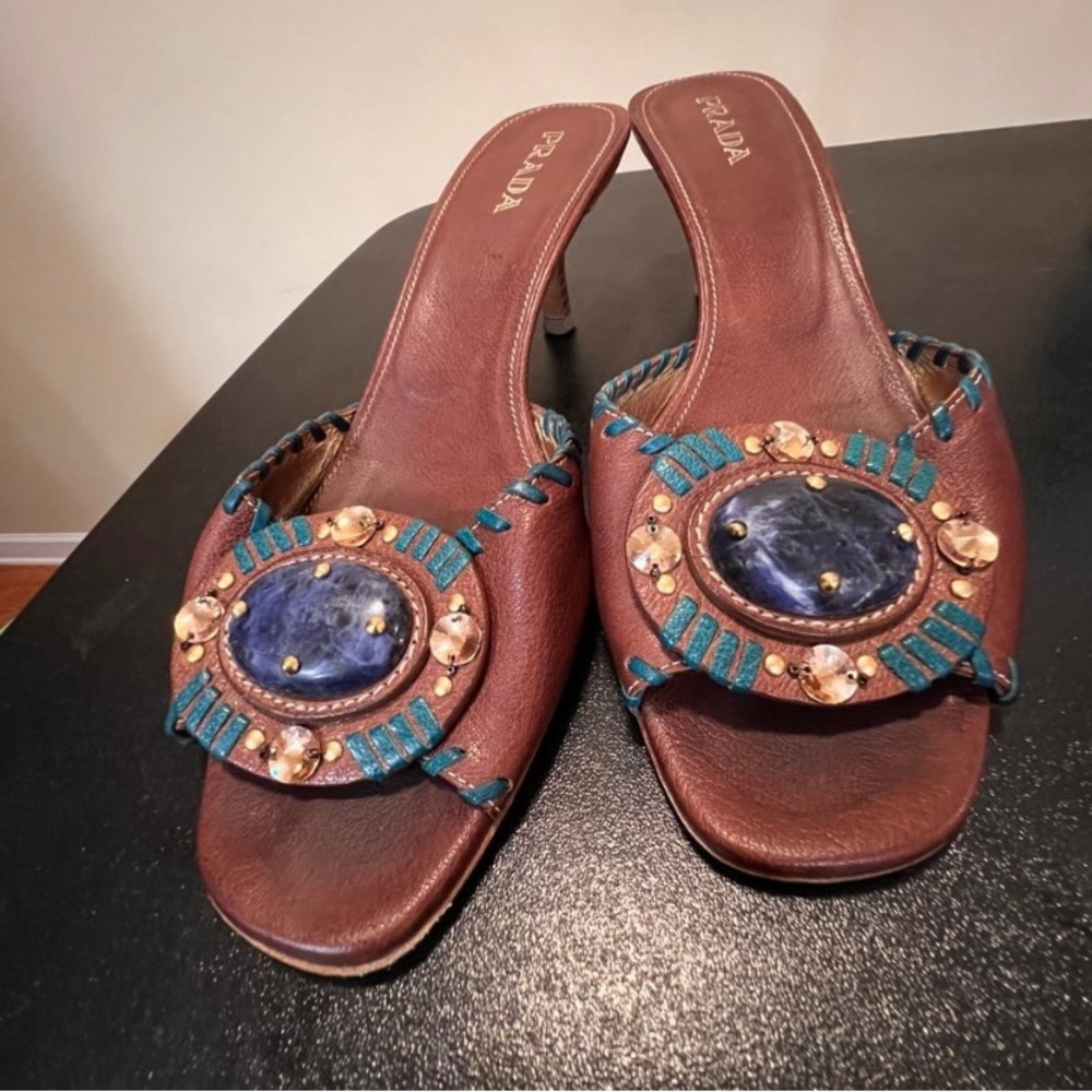 Prada heeled sandal mules, size 39